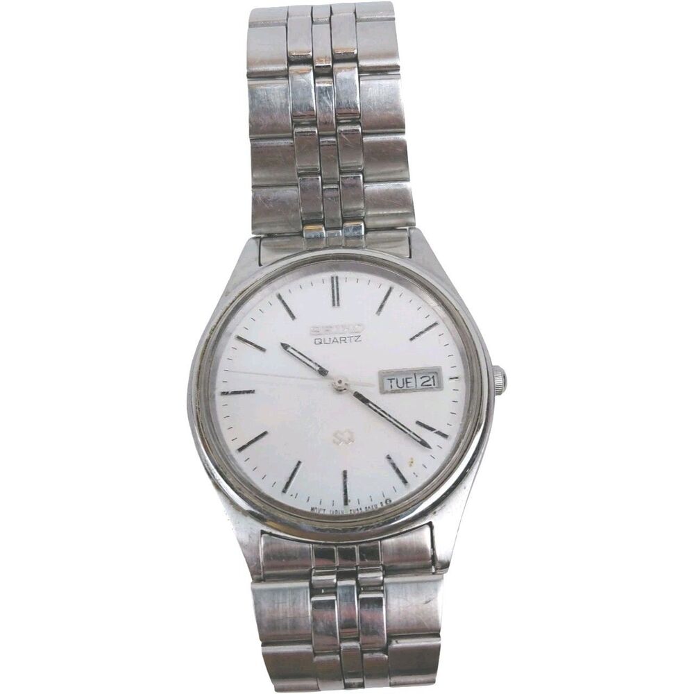 Seiko Vtg  5Y23 4080 Silver Dial Men's Watch Day/Date New Battery